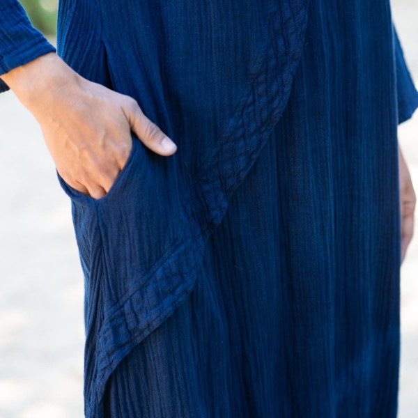 Ryukyu indigo hand-dyed one-piece dress